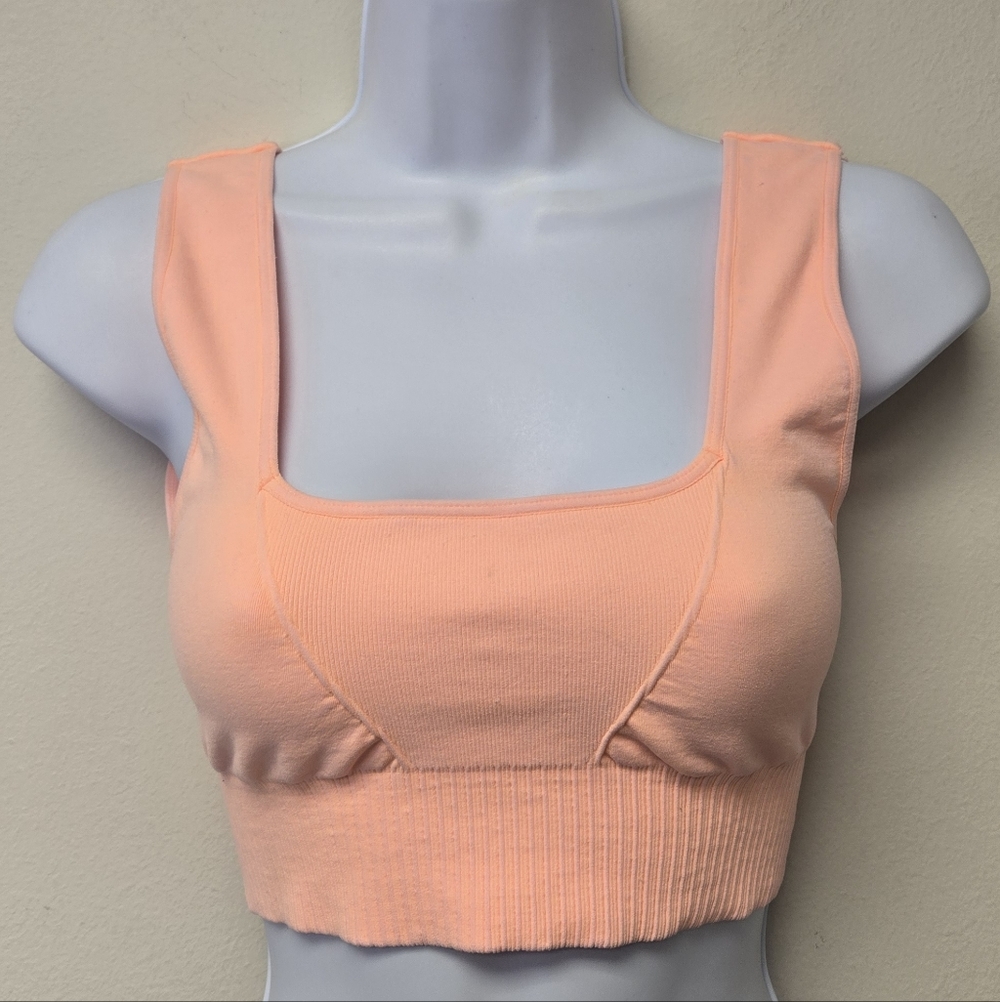 Free People Good Karma Square Neck Crop Top Bra Orange M / L - Picture 2 of 7